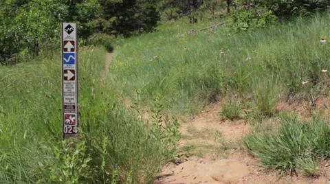Hiking Trail Sign Stock Footage 47745232
