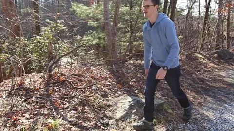 Hiking Up Trail in the sun Stock Footage 63880954