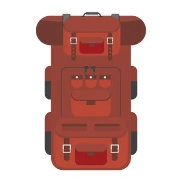 Hiking travel backpack icon. Solid and flat color style. Vector illustration. Stock Illustration