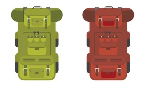 Hiking travel backpack icon. Solid and flat color style. Vector illustration. Stock Illustration