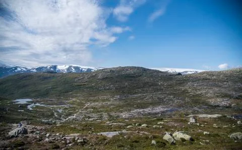 Hiking to the Trolltunga Stock Photos