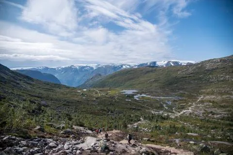 Hiking to the Trolltunga Stock Photos