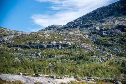 Hiking to the Trolltunga Stock-Fotos
