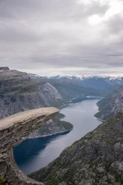 Hiking to the Trolltunga Stock Photos