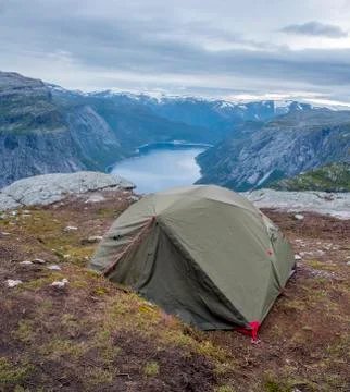 Hiking to the Trolltunga Stock Photos