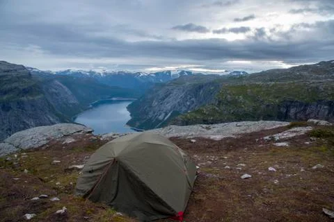 Hiking to the Trolltunga Stock Photos
