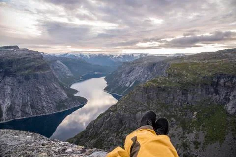 Hiking to the Trolltunga Stock Photos