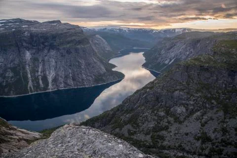 Hiking to the Trolltunga Stock Photos