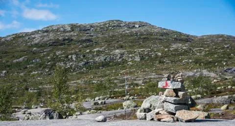 Hiking to the Trolltunga Stock Photos