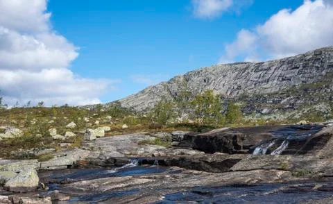 Hiking to the Trolltunga Stock Photos