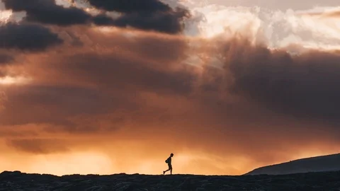 Hiking under clouds cinemagraph, 4K Stock Footage 100322767