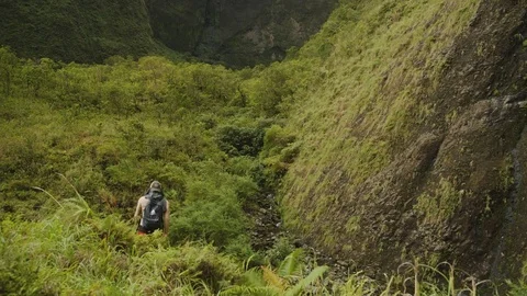 Hiking To A Waterfall Stock Footage 75252886