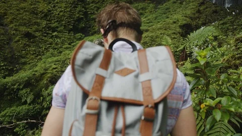 Hiking To A Waterfall Stock Footage 75253258