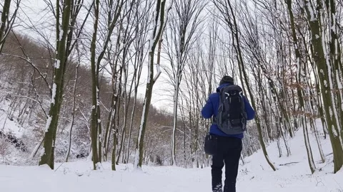Hiking in winter Stock Footage 263416160