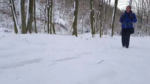 Hiking in winter Stock Footage 263417510