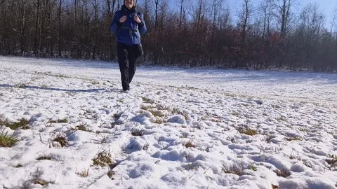 Hiking in winter Stock Footage 263442718