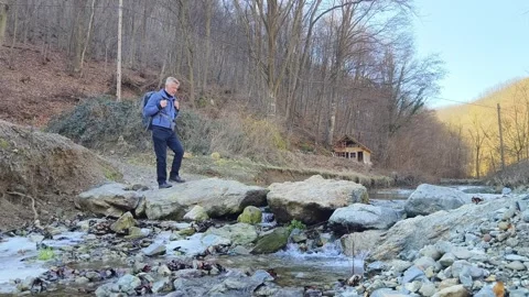 Hiking in winter Stock Footage 264039586