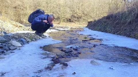 Hiking in winter Stock Footage 264635224