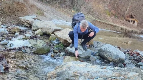 Hiking in winter Stock Footage 264635253