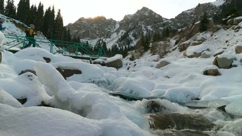 Hiking in the winter mountains Stock Footage 143724752