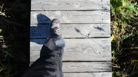 Hiking on wood Stock Footage 33984997