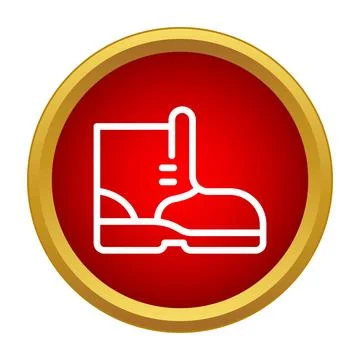 Hiking work boot outline in red round icon Stock Illustration