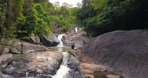 Hiking.Walking on a forest trail Stock Footage 89155513