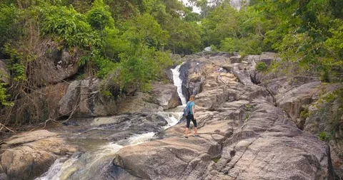 Hiking.Walking on a forest trail Stock Footage 89155615