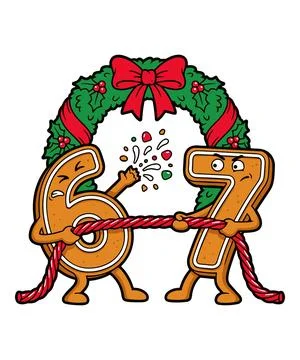 Hilarious Gingerbread Numbers Playing Tug Of War With Candy Cane Rope For Fes 스톡 일러스트