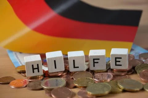 Hilfe ( german word for help ) Stock-Fotos