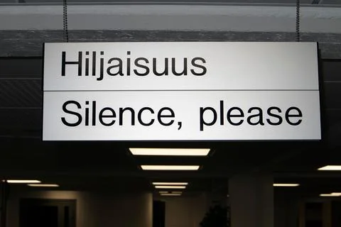 Hiljaisuus Silence, please Library notice Stock Photos