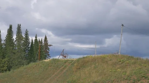 Hill and cloudy sky Stock Footage 81014532