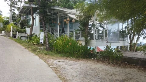 Hill Cafe facing the sea Stock Footage 226879850