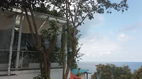 Hill Cafe facing the sea 스톡 동영상 226880015