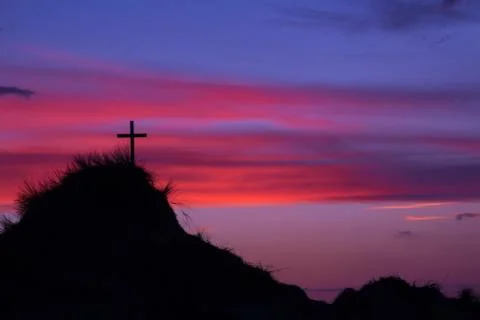 Hill cross sky Stock Photos