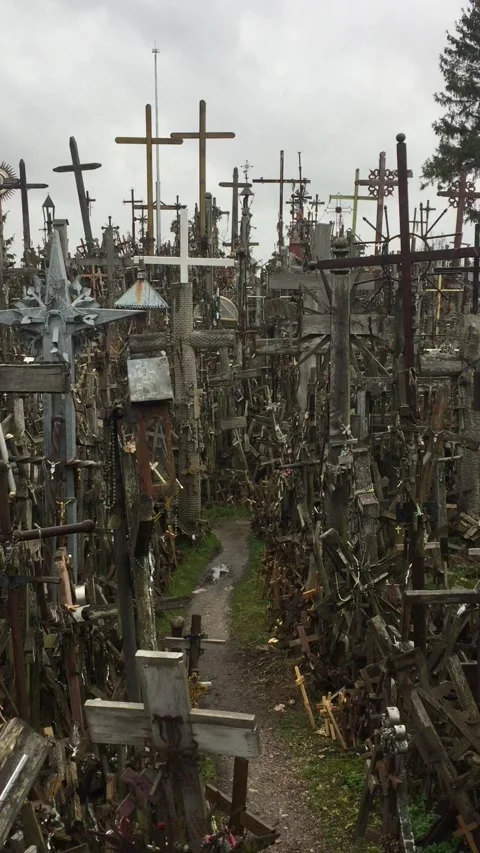 Hill of Crosses, Lithuania Stock Footage 137559966
