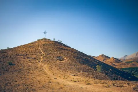 Hill with footpath Stock Photos