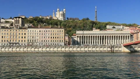 The hill of Fourvière overlooking the Saône in Lyon. Rhône. France. Stock Footage 201293571