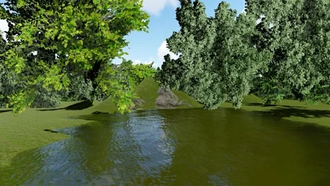 Hill lake with more trees Stock Footage 337724309