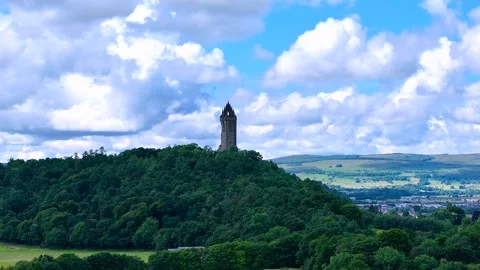 A hill with a large tower on top of it Stock Footage 306625661