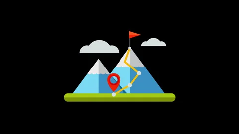 Hill mountain trekking success location camping 4k animation Stock After Effects