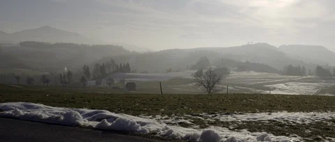 Hill Panorama with Haze Stock Footage 91734032