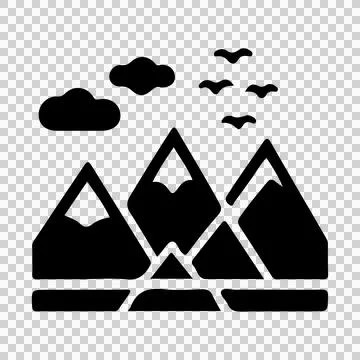 Hill silhouette icon vector, cloud icon, bird icon Stock Illustration