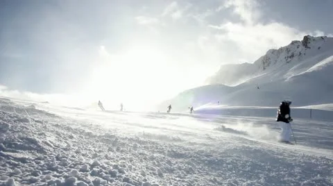 Hill skiing ischgl Stock Footage 14827035