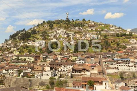 Hill Of The Statue Iconic Building In The Historical Center Of Quito Stock Photos