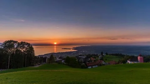 On the hill watching the sunset Stock Footage 232409686