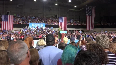 Hillary Clinton Ends Speech With Cheering Crowd "Love Trumps Hate" with audio Video stock 65287944