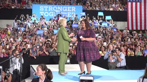 Hillary Clinton Enter To Cheering Crowd At Rally In Tampa Florida Video stock 65311232