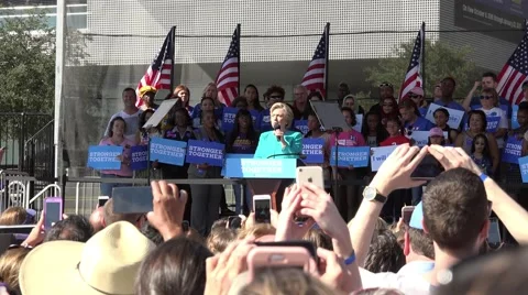 Hillary Clinton Talks About Donald Trump At Rally In Tampa Florida Stock Footage 69007868