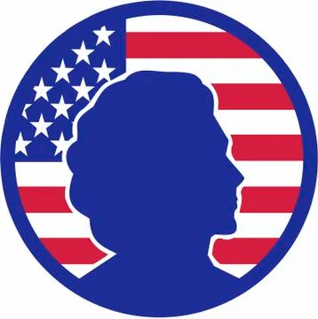 Hillary in front of USA flag batch Stock Illustration